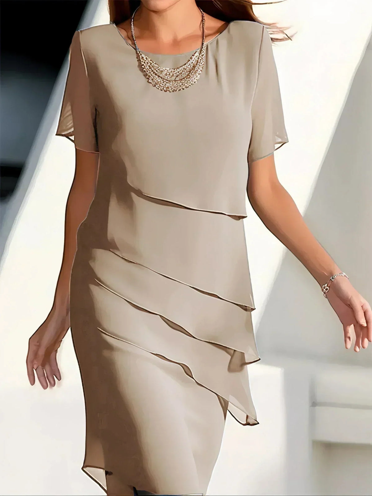Women layered dress with flattering silhouette in multiple colours