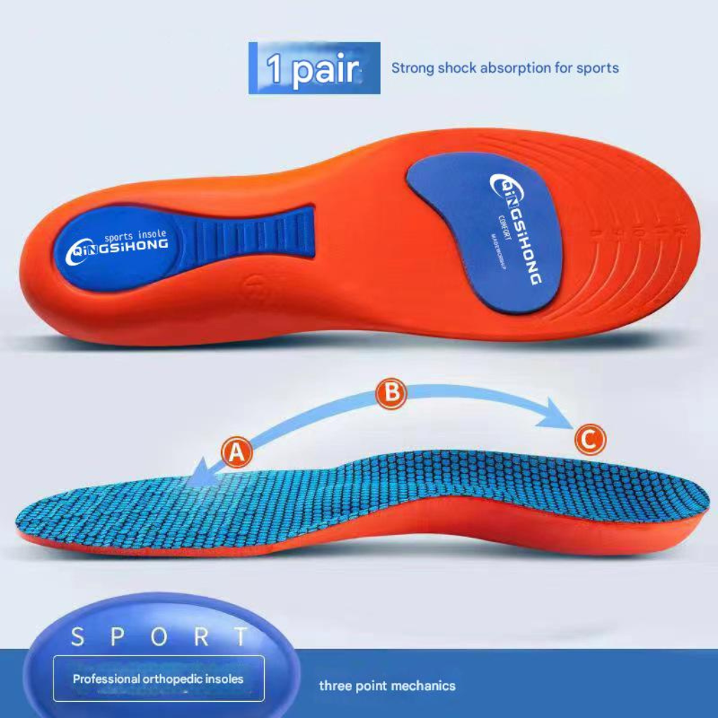 Arch support insoles with anti-slip backing contoured foam textile blend