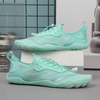 Barefoot style shoes with wide toe box and flexible sole in neutral colors