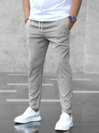 Men's slim fit jogger pants with drawstring waist, casual streetwear style