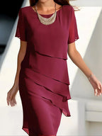 Women layered dress with flattering silhouette in multiple colours