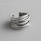 Adjustable layered silver ring, stackable women's jewelry fashion ring