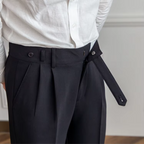 Men pleated high waist chino trousers in classic tailored fit