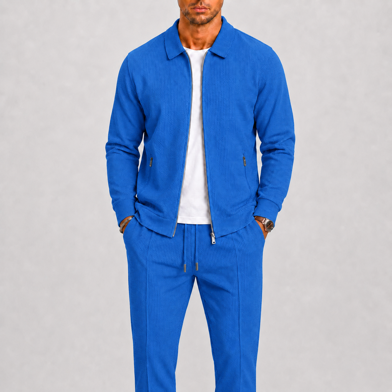 Men's Comfortable Lounge Set | Zip Jacket, Modern Fit