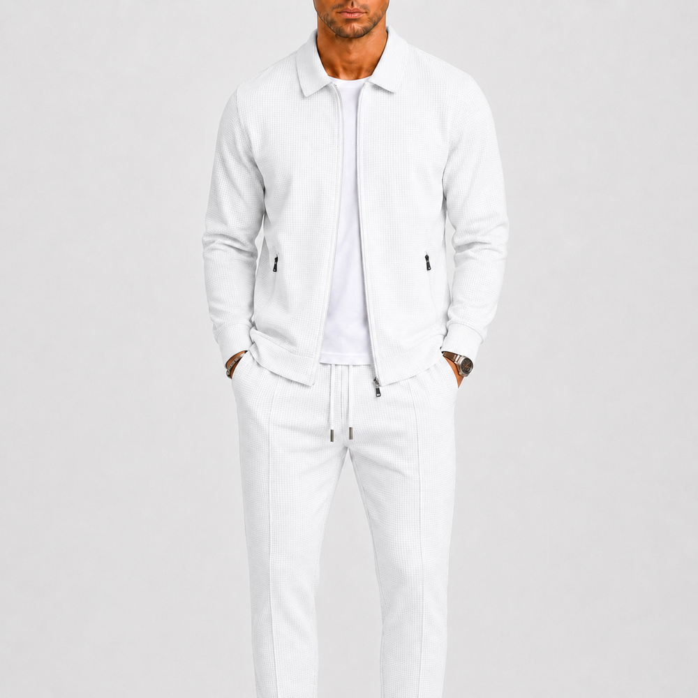Men's Comfortable Lounge Set | Zip Jacket, Modern Fit