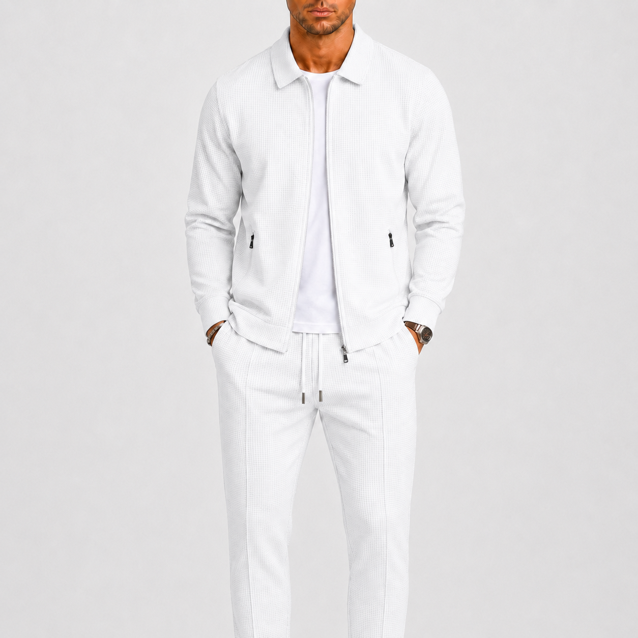 Men's Comfortable Lounge Set | Zip Jacket, Modern Fit