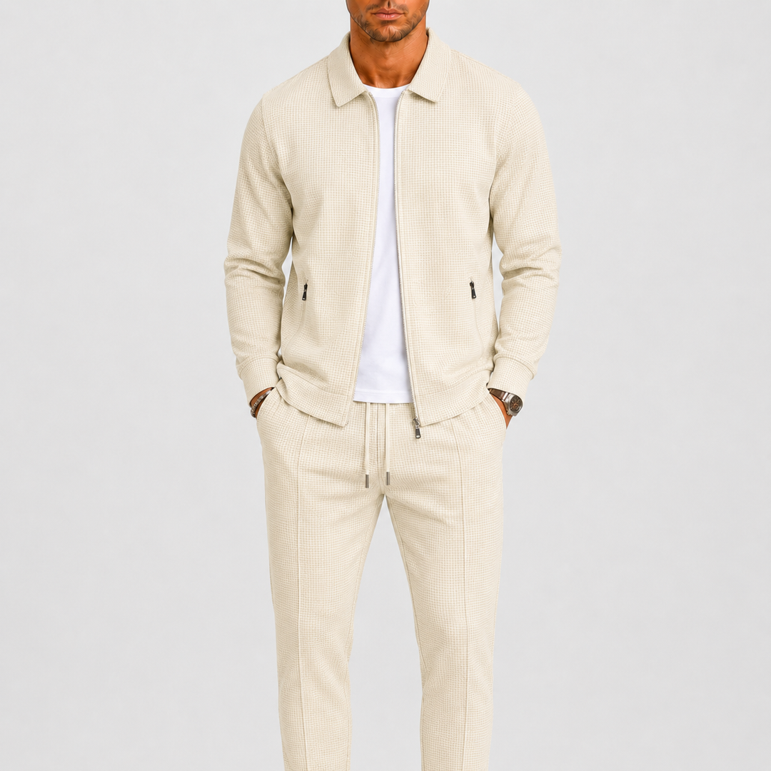 Men's Comfortable Lounge Set | Zip Jacket, Modern Fit