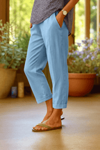 Women's summer trousers wide leg elasticated waist relaxed fit S to 5XL