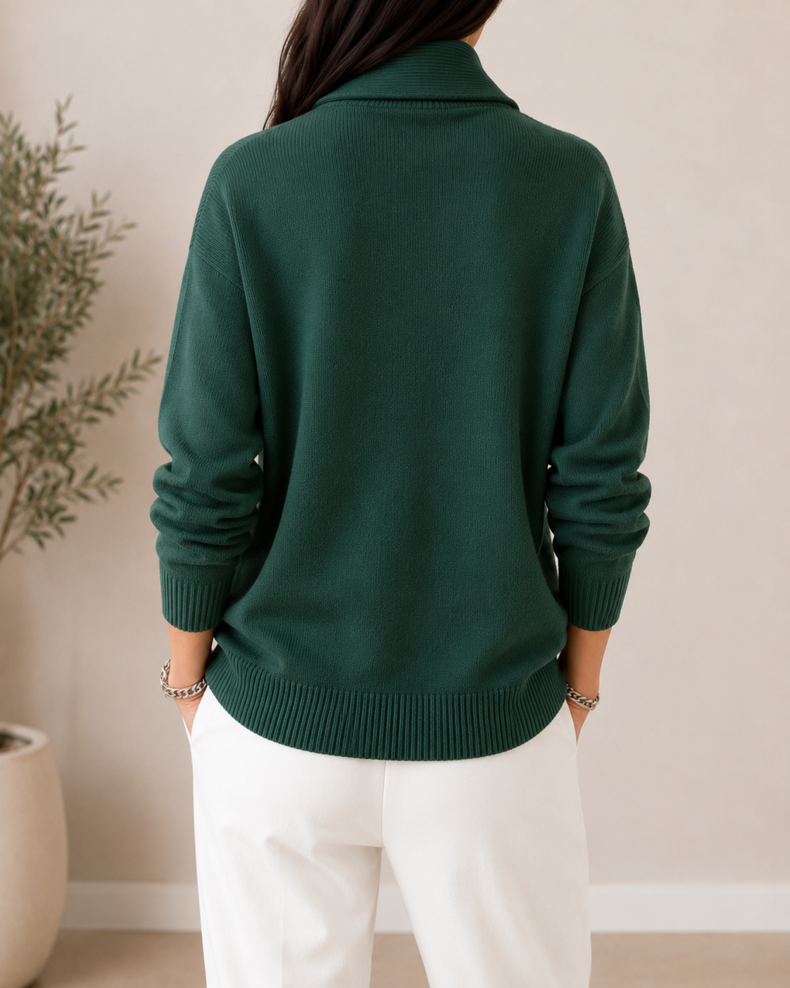 Women's soft knit V-neck jumper with wrap neckline, relaxed fit, all-season style