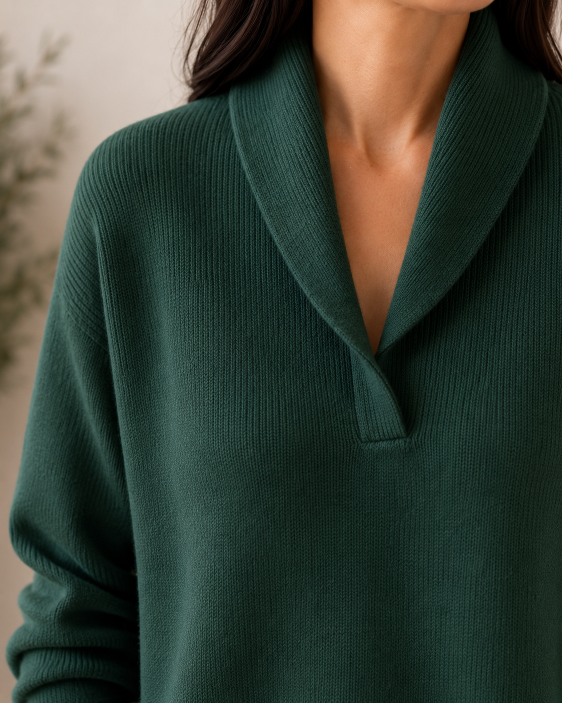 Women's soft knit V-neck jumper with wrap neckline, relaxed fit, all-season style