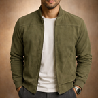 Men suede bomber jacket lightweight smart casual in beige green dark blue