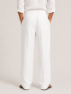 Men's linen trousers with drawstring waist, relaxed straight-leg fit, summer