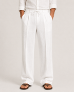 Men's linen trousers with drawstring waist, relaxed straight-leg fit, summer