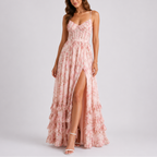 Women Floral Corset Maxi Dress with adjustable straps and flowing silhouette