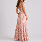 Women Floral Corset Maxi Dress with adjustable straps and flowing silhouette