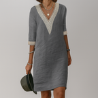 Women's linen summer dress midi length relaxed fit breathable