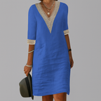 Women's linen summer dress midi length relaxed fit breathable