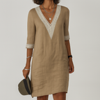 Women's linen summer dress midi length relaxed fit breathable