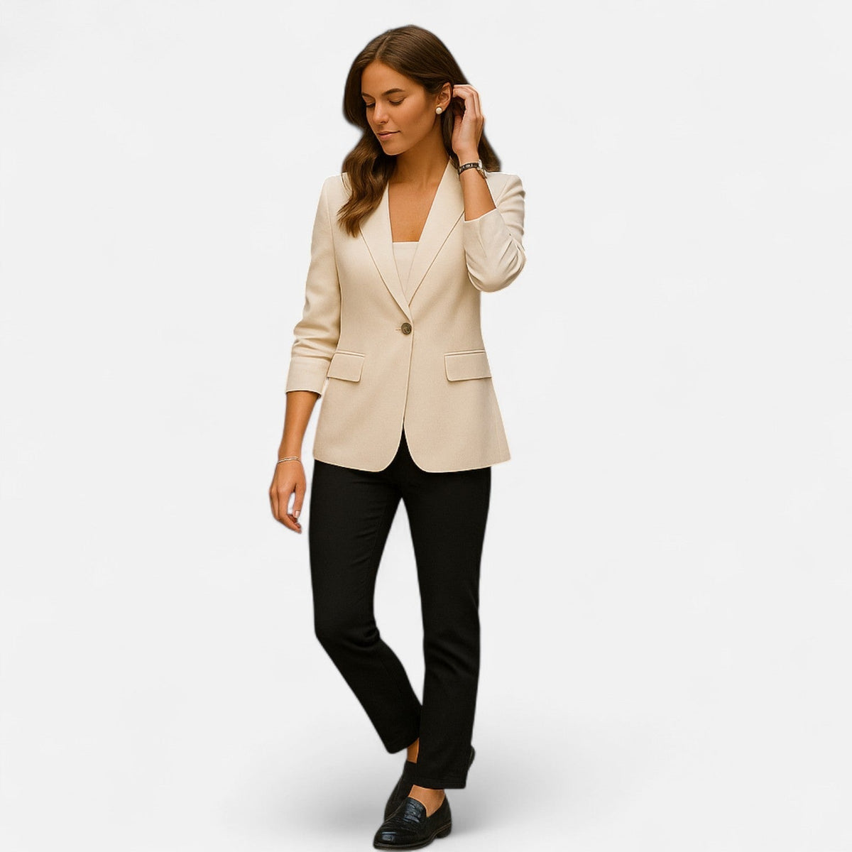 Women's black leather-style slip-on loafers, classic silhouette all-season