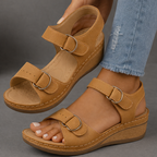 Wedge sandals with orthopedic contoured footbed and adjustable strap, women's summer support sandal