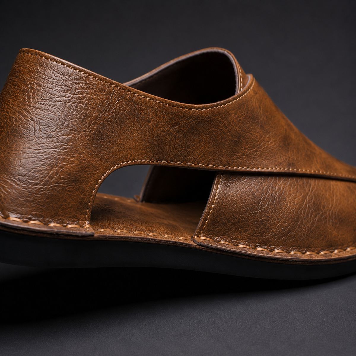 Men's Leather Mules | Backless Slip-On Textured Comfort Shoes