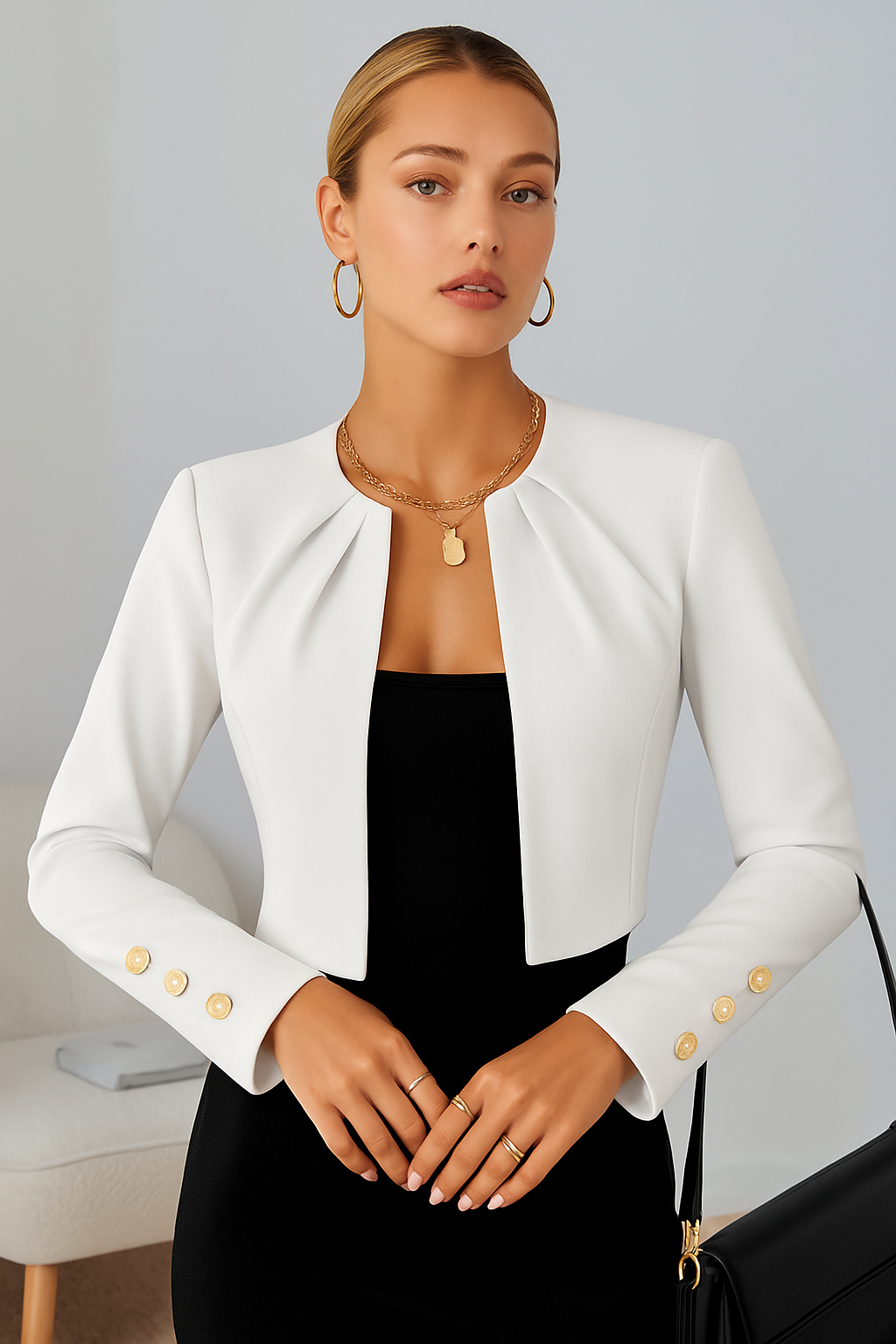 Women cropped blazer tailored lightweight jacket