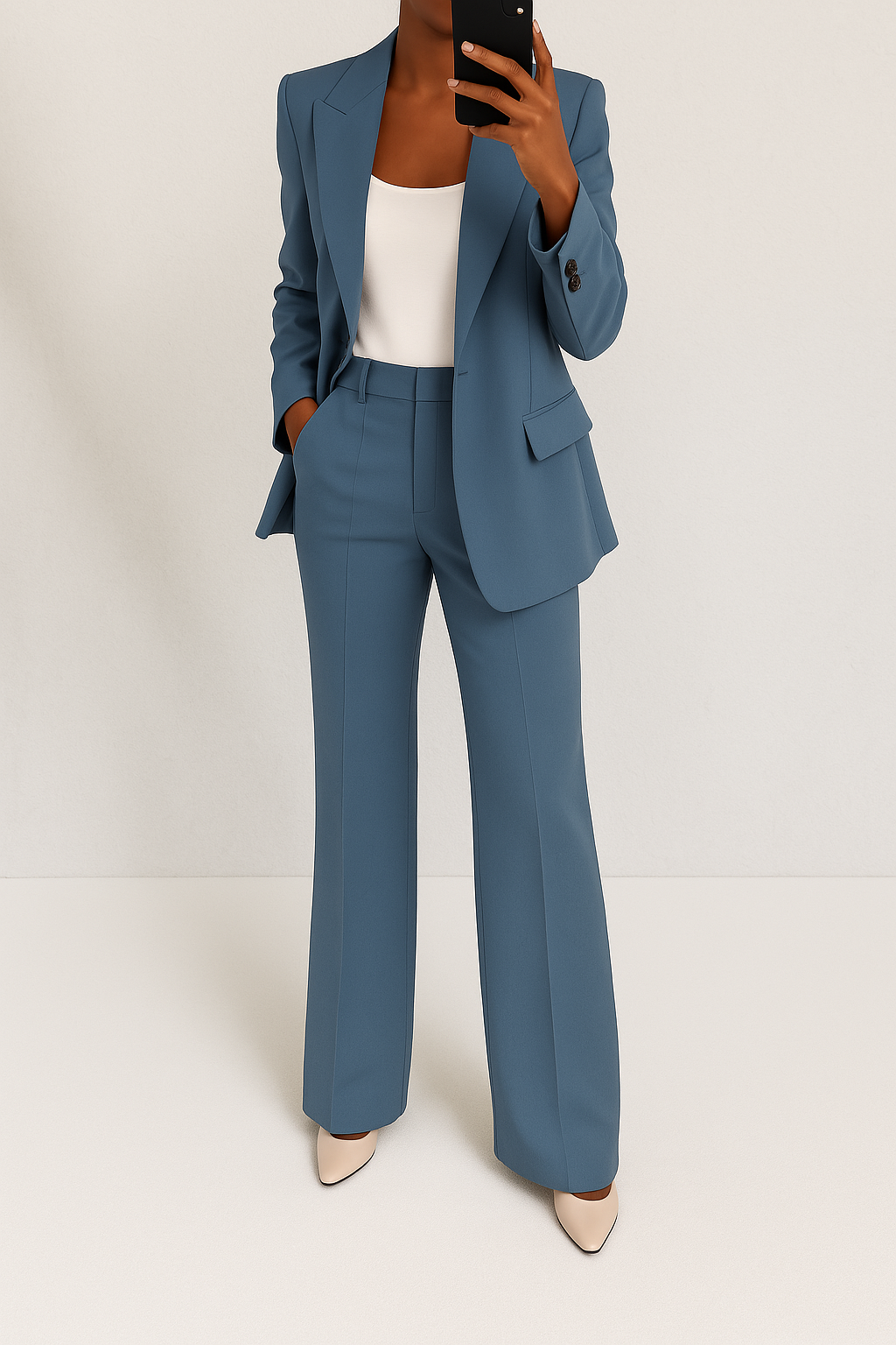 Women 2 piece blazer trouser suit set tailored professional look