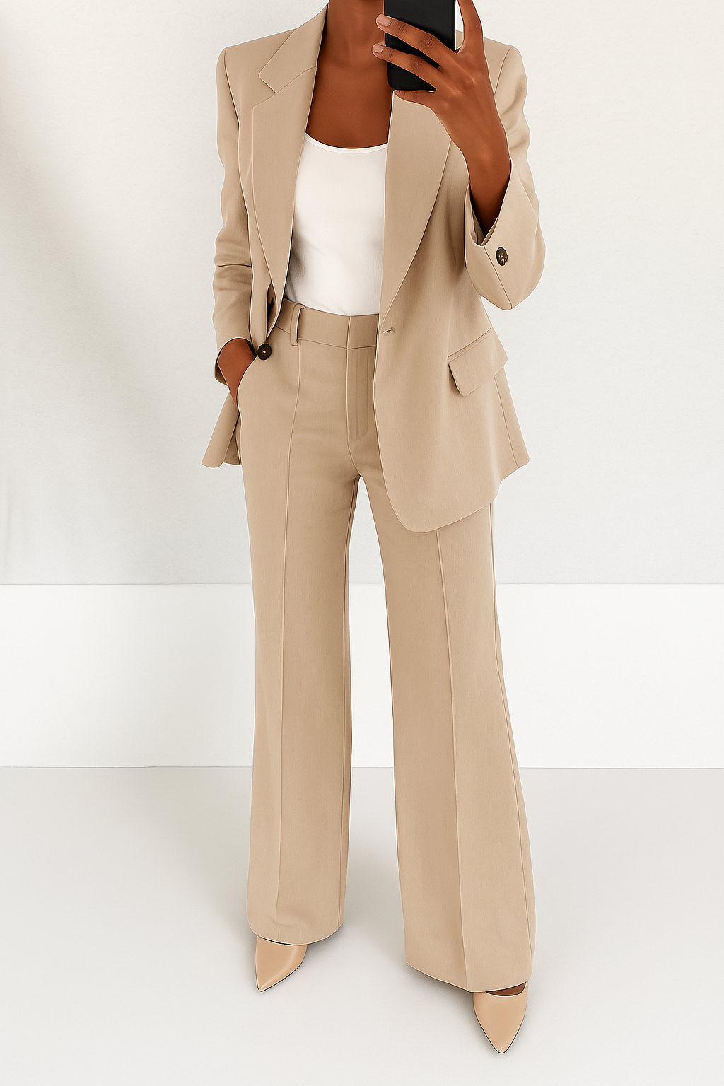 Women 2 piece blazer trouser suit set tailored professional look