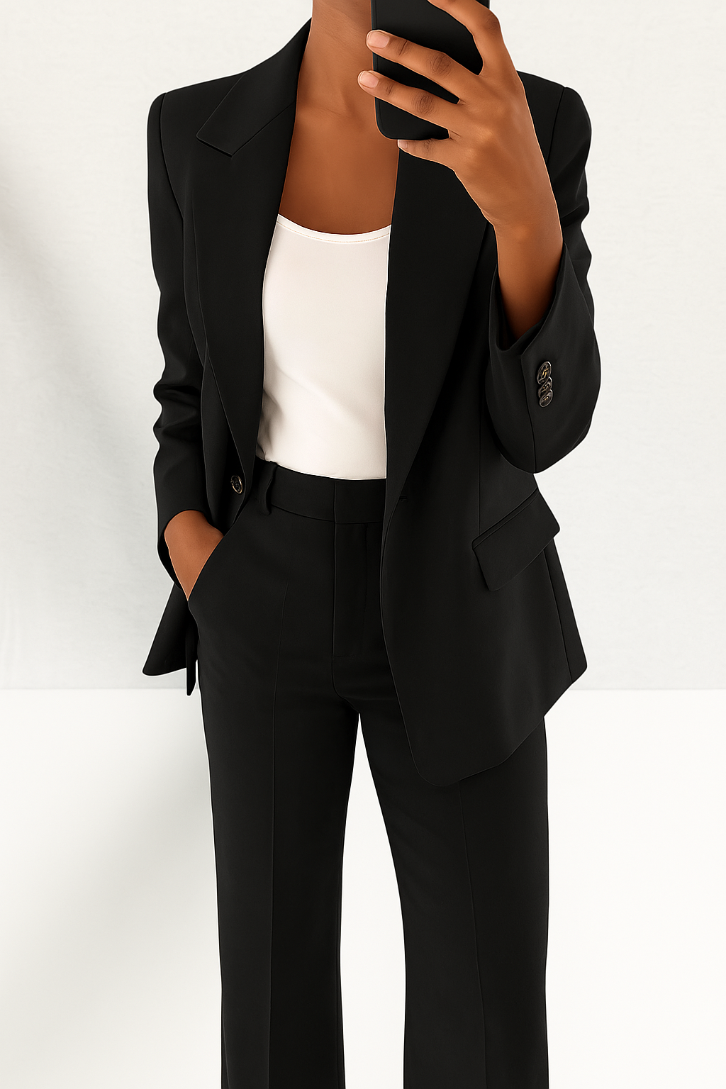 Women 2 piece blazer trouser suit set tailored professional look