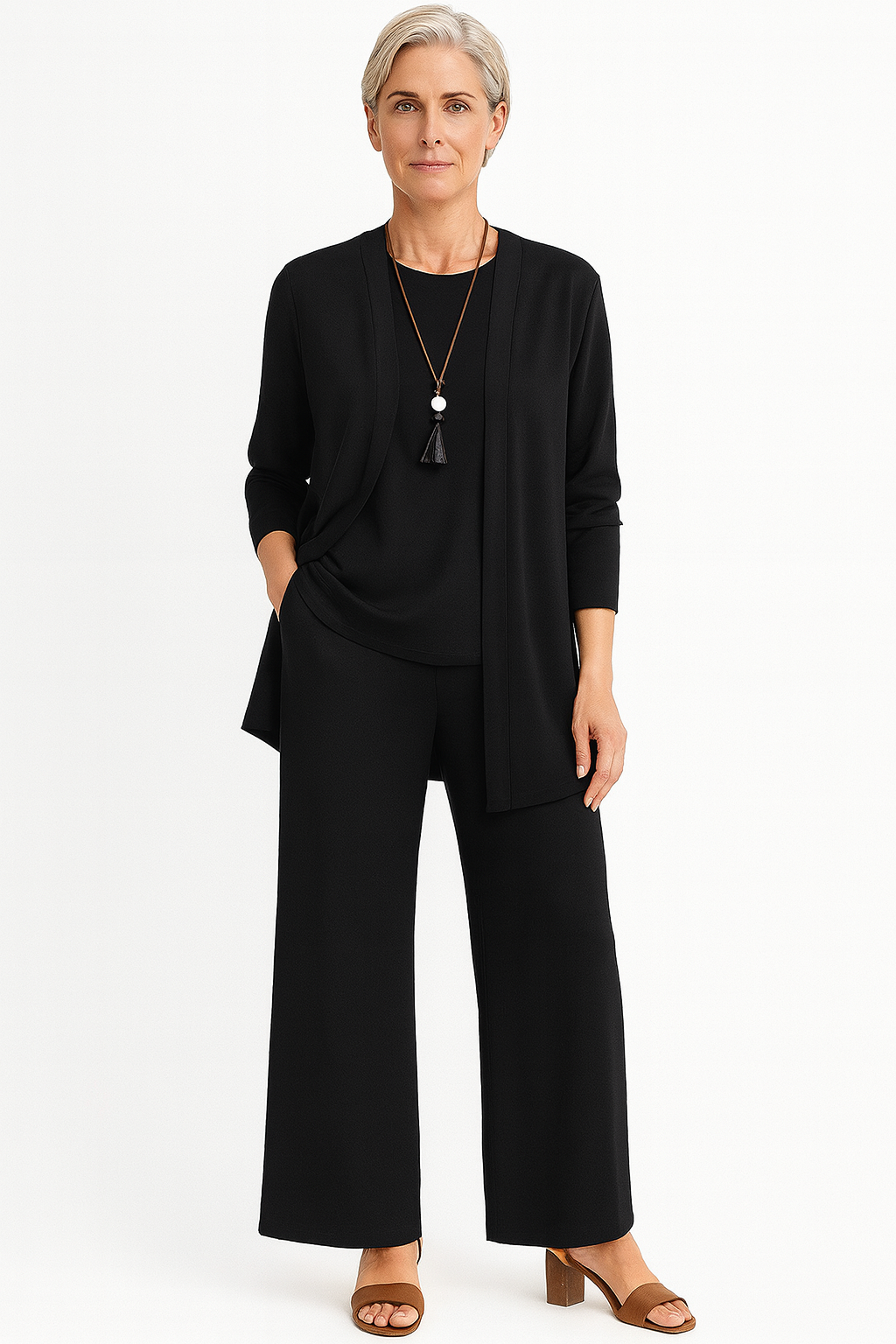 Women 3 Piece Set vest top and wide leg pants coordinated outfit