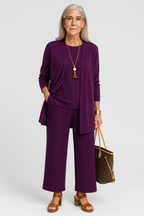 Women 3 Piece Set vest top and wide leg pants coordinated outfit