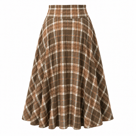 Maxi Skirt | High Waist | A-Line Plaid Design