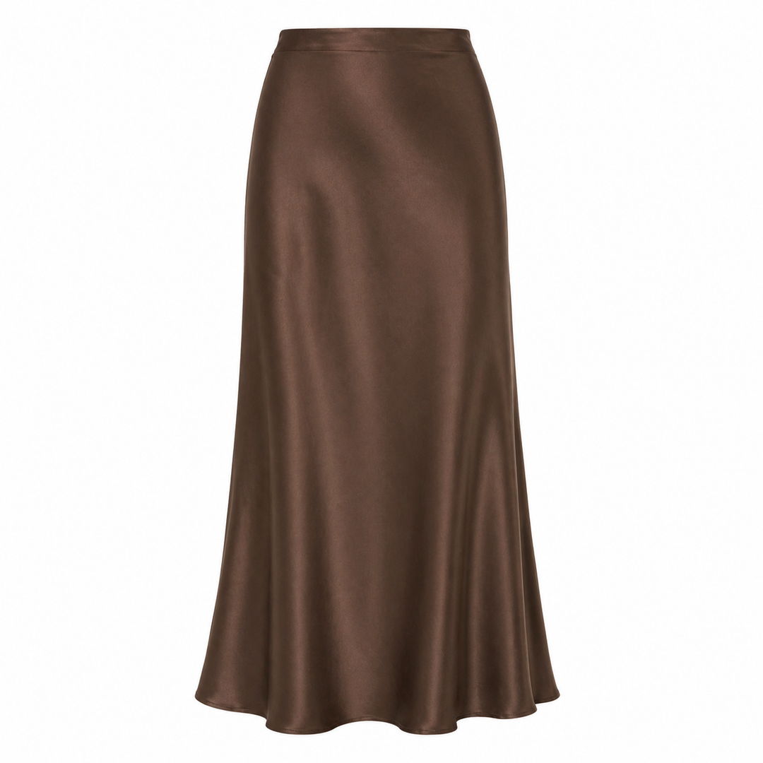 Midi Skirt | Casual Satin Fabric | High Waist