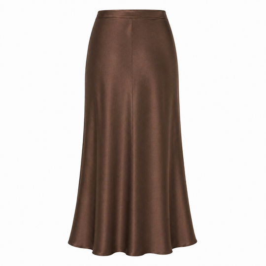 Midi Skirt | Casual Satin Fabric | High Waist
