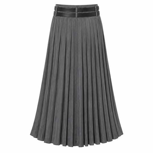 Maxi Skirt | Pleated, Split | Regular Fabric