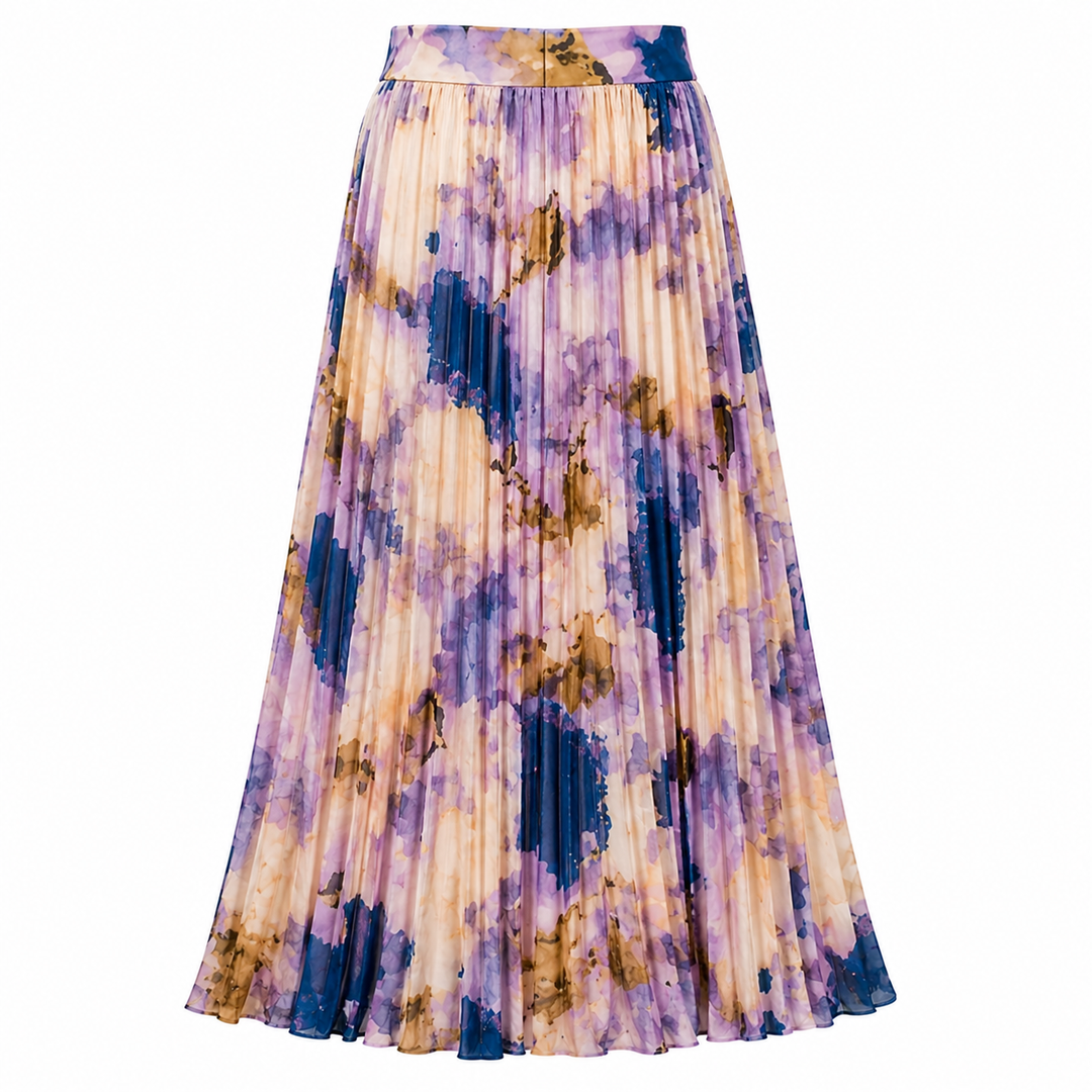 Women's Maxi Skirt | Floral Design, Pleated Details