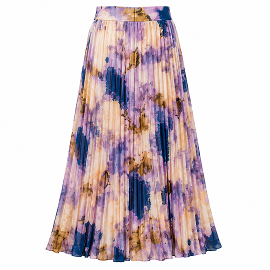 Women's Maxi Skirt | Floral Design, Pleated Details