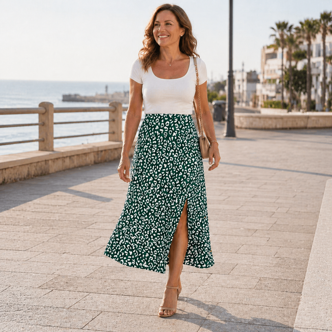 Maxi Skirt | Unique Leopard Print | High Slit