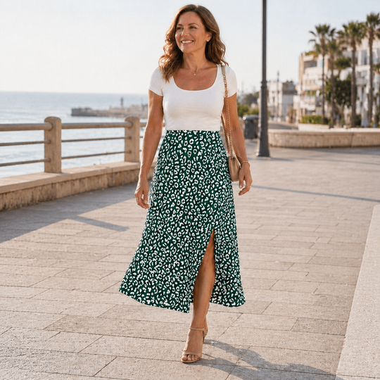 Maxi Skirt | Unique Leopard Print | High Slit