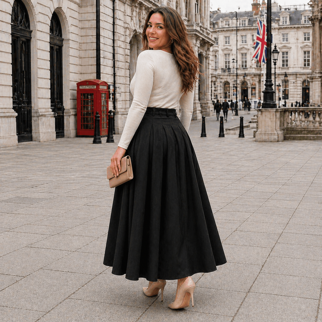 A-Line Maxi Skirt | High-Waisted | Pleated Design