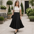 Women's Pleated Maxi Skirt, Flowing Fabric, Regular Fit, Casual Dressy
