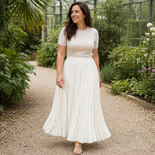 Maxi Skirt | White Pleated Design