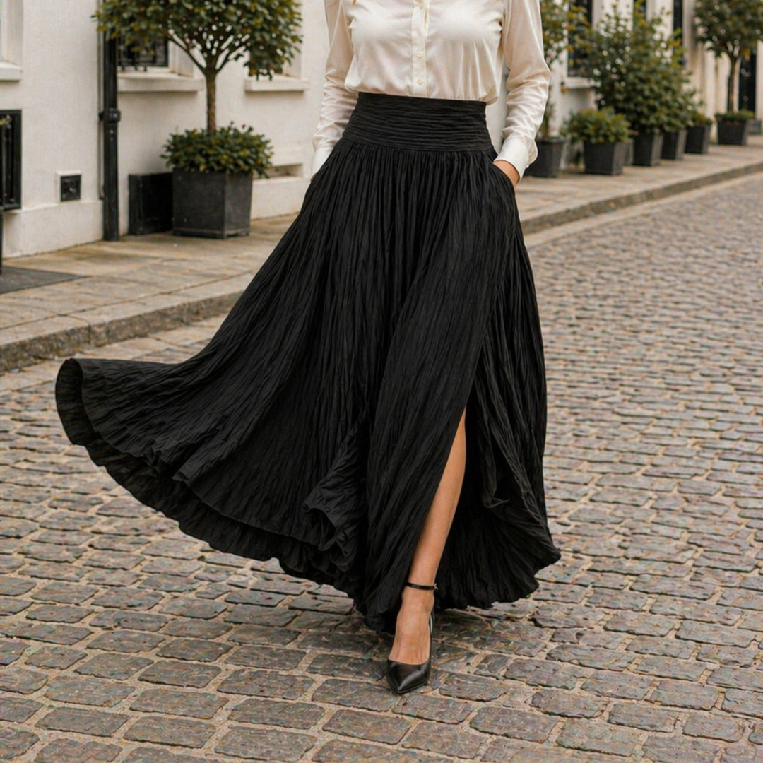 Maxi Skirt High Waist Pleated Plus Shirt