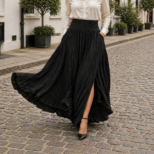 Maxi Skirt High Waist Pleated Plus Shirt