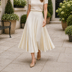 Women's Pleated Maxi Skirt, Flowing Fabric, Regular Fit, Casual Dressy