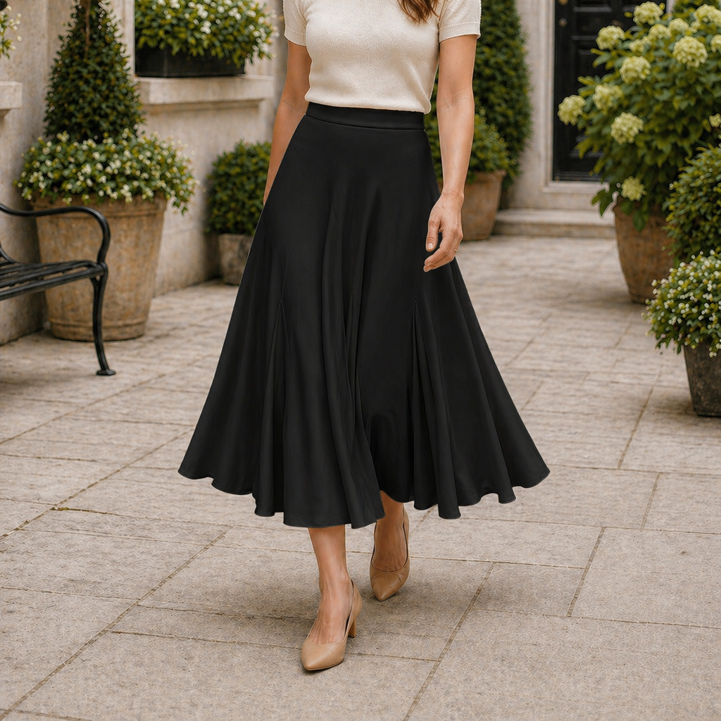 Women's Maxi Skirt | Flowing Pleats | Black – Zova-Fashion