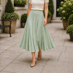Women's Pleated Maxi Skirt, Flowing Fabric, Regular Fit, Casual Dressy