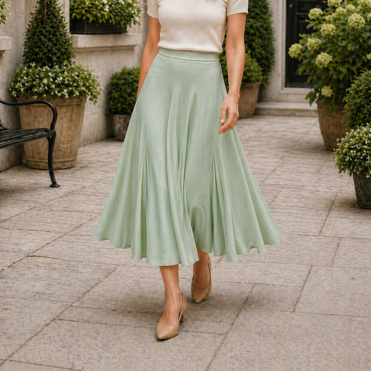 Women's Maxi Skirt with Flowing Pleats in Black