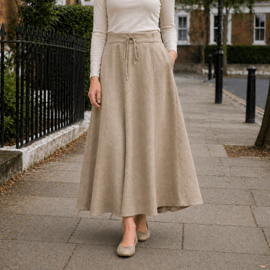 Women's Maxi Skirt with Practical Drawstring in Soft Material