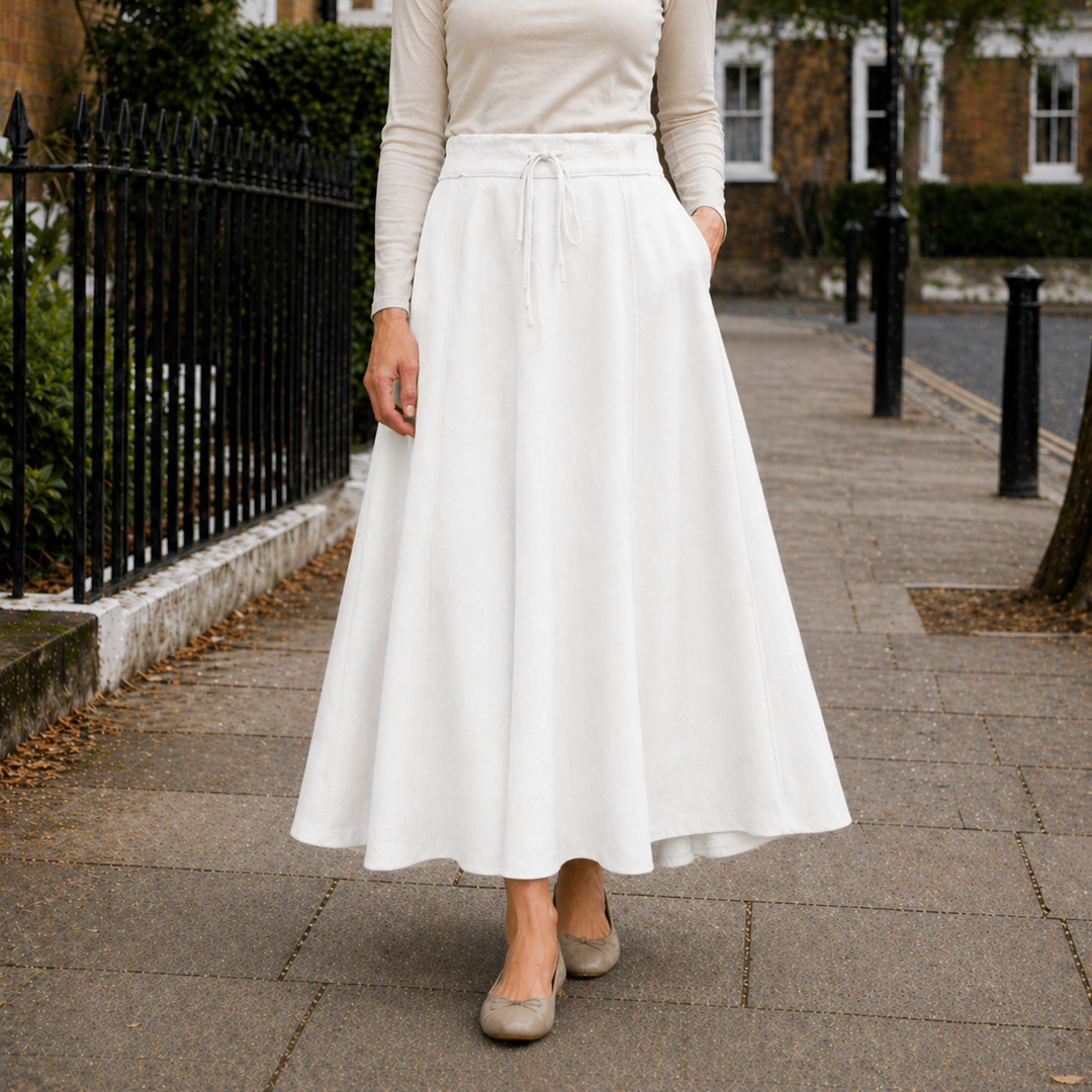Women's Maxi Skirt with Practical Drawstring in Soft Material